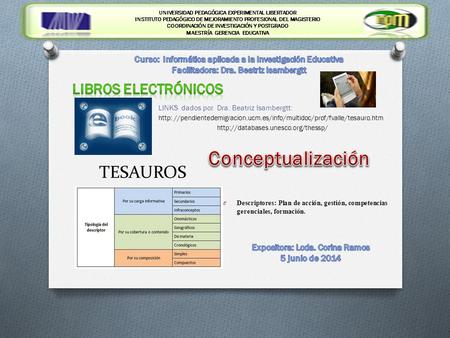Conceptualización TESAUROS LIBROS ELECTRÓNICOS