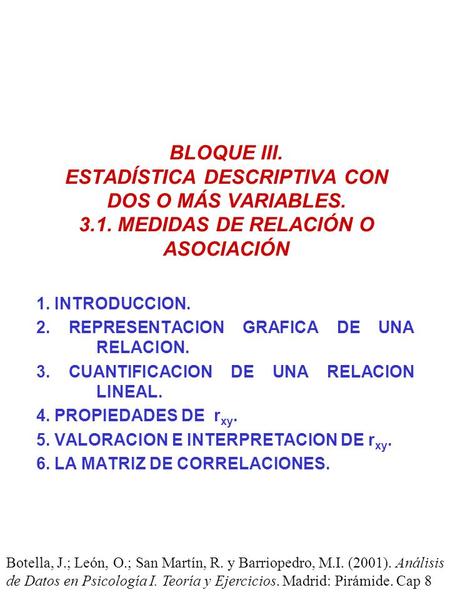 BLOQUE III. ESTADÍSTICA DESCRIPTIVA CON DOS O MÁS VARIABLES. 3. 1