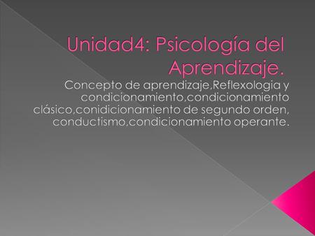 Unidad4: Psicología del Aprendizaje.
