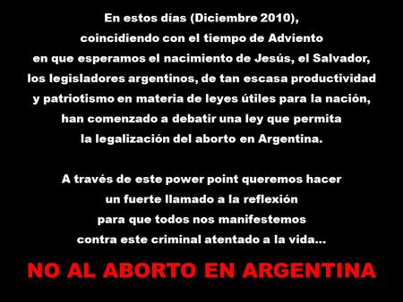 NO AL ABORTO EN ARGENTINA