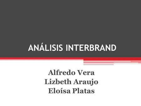 ANÁLISIS INTERBRAND Alfredo Vera Lizbeth Araujo Eloísa Platas.