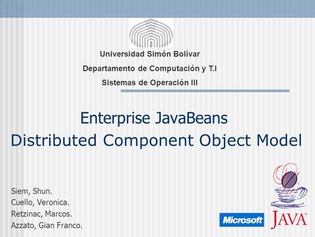 Enterprise JavaBeans Distributed Component Object Model