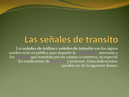 Las señales de transito