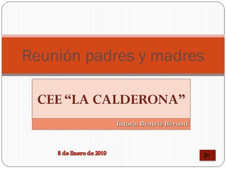 CEE “LA CALDERONA” Reunión padres y madres Tutora: Beatriz Bernad.
