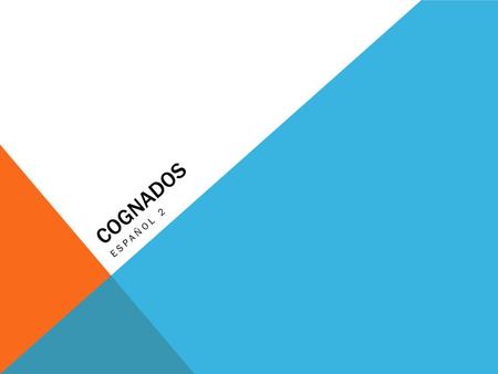 COGNADOS ESPAÑOL 2. ¿QUÉ ES UN COGNADO? Algo que suena y/o se escribe de una manera similar en inglés y español.