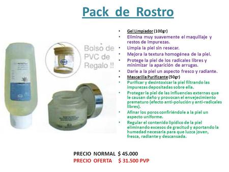 Pack de Rostro PRECIO NORMAL $ PRECIO OFERTA $ PVP