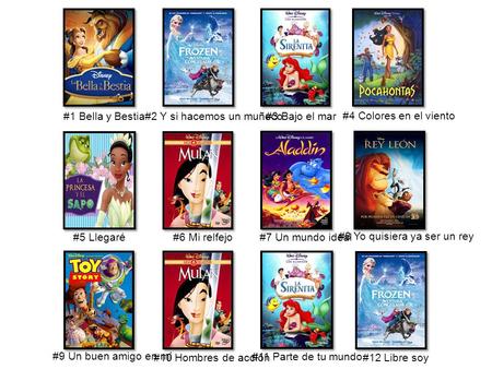 #1 Bella y Bestia#2 Y si hacemos un muñeco#3 Bajo el mar #4 Colores en el viento #5 Llegaré#6 Mi relfejo#7 Un mundo ideal #8 Yo quisiera ya ser un rey.