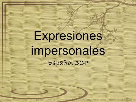 Expresiones impersonales
