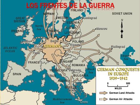  La guerra duró desde 1939 hasta 1945 y se desarrollo en tres frentes.  Los países que intervinieron en cada frente fueron :