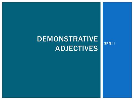 Demonstrative Adjectives