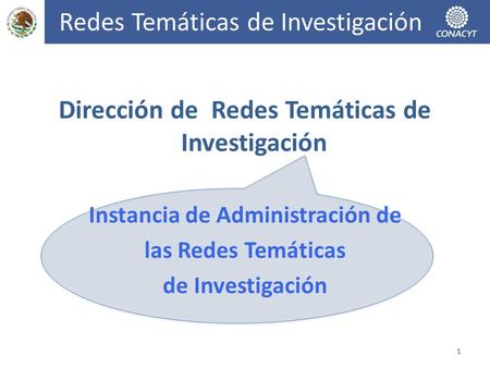 Redes Temáticas de Investigación Dirección de Redes Temáticas de Investigación Instancia de Administración de las Redes Temáticas de Investigación 1.