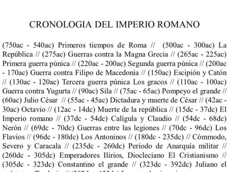 CRONOLOGIA DEL IMPERIO ROMANO