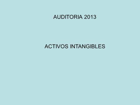 AUDITORIA 2013 ACTIVOS INTANGIBLES.