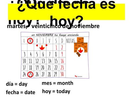 ¿Qué día es hoy? ¿Qué fecha es hoy? martes, veinticinco de noviembre