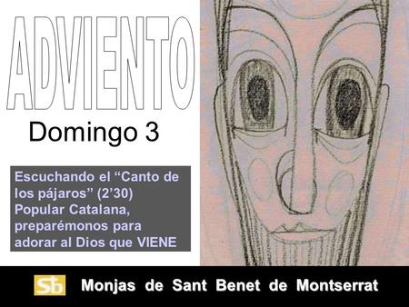 ADVIENTO Domingo 3 Escuchando el “Canto de los pájaros” (2’30) Popular Catalana, preparémonos para adorar al Dios que VIENE Monjas de Sant Benet de.