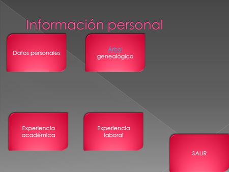 Datos personales SALIR Experiencia laboral Experiencia académica Árbol Árbol genealógico Árbol Árbol genealógico.