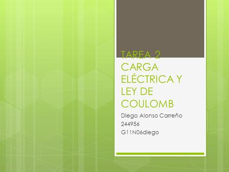 TAREA 2 CARGA ELÉCTRICA Y LEY DE COULOMB Diego Alonso Carreño 244956 G11N06diego.