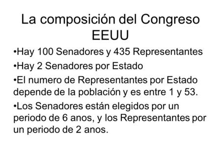 La composición del Congreso EEUU