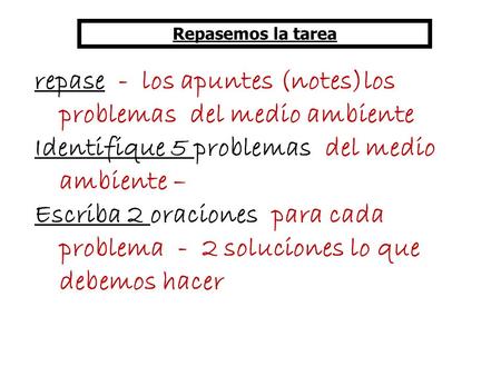 repase - los apuntes (notes)los problemas del medio ambiente
