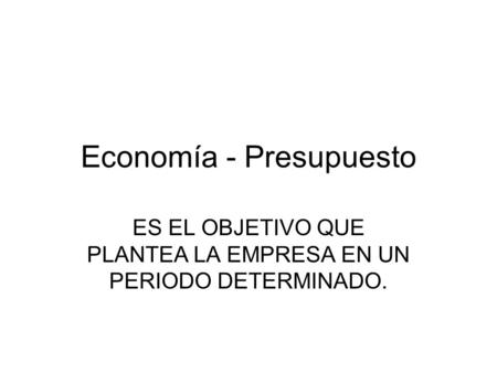 Economía - Presupuesto