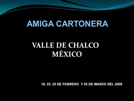 AMIGA CARTONERA VALLE DE CHALCO MÉXICO 18, 23, 25 DE FEBRERO Y 02 DE MARZO DEL 2009.