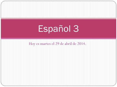 Hoy es martes el 29 de abril de 2014. Español 3. La Campana Contesta en español con 2-4 oraciones completas: 1. ¿Cuándo tenías 5 años preferías columpiarse.