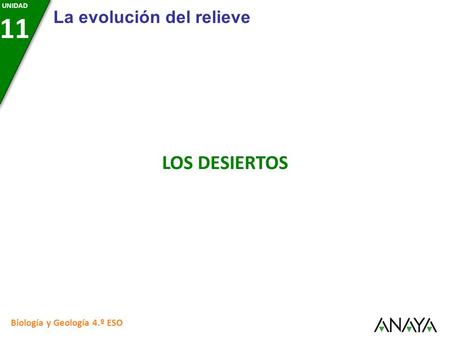 LOS DESIERTOS La evolución del relieve Biología y Geología 4.º ESO