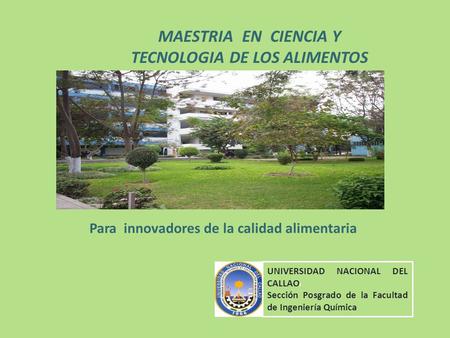 MAESTRIA EN CIENCIA Y TECNOLOGIA DE LOS ALIMENTOS