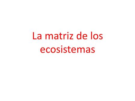 La matriz de los ecosistemas