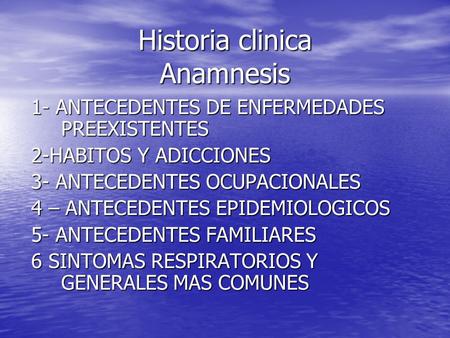 Historia clinica Anamnesis