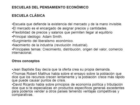 ESCUELAS DEL PENSAMIENTO ECONÓMICO