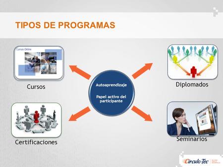 TIPOS DE PROGRAMAS. CURSOS ACCESO POR 3 MESES Integrado: Temas y subtemas. Duración: de 4 a 8 horas. Materiales. Bibliografía del curso. Mapa de navegación.