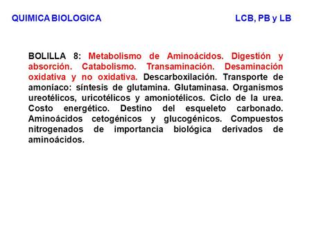 QUIMICA BIOLOGICA LCB, PB y LB