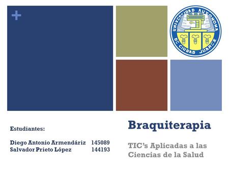 + Braquiterapia TIC’s Aplicadas a las Ciencias de la Salud Estudiantes: Diego Antonio Armendáriz 145089 Salvador Prieto López 144193.
