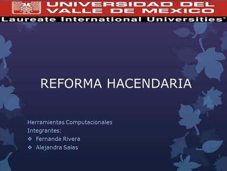 REFORMA HACENDARIA Herramientas Computacionales Integrantes:  Fernanda Rivera  Alejandra Salas.