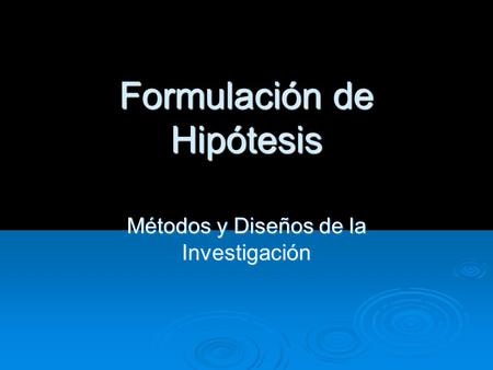 Formulación de Hipótesis