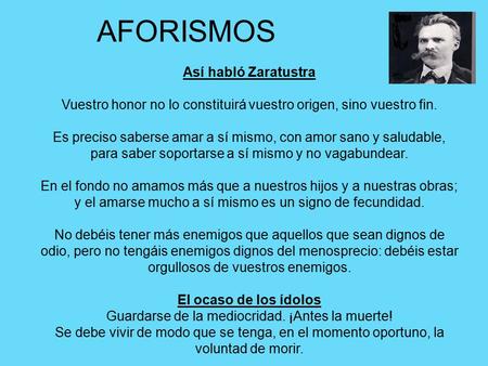 AFORISMOS Así habló Zaratustra