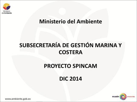 Ministerio del Ambiente SUBSECRETARÍA DE GESTIÓN MARINA Y COSTERA PROYECTO SPINCAM DIC 2014.