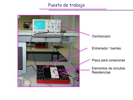 Puesto de trabajo Osciloscopio Entrenador: fuentes