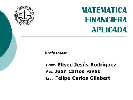 MATEMATICA FINANCIERA APLICADA