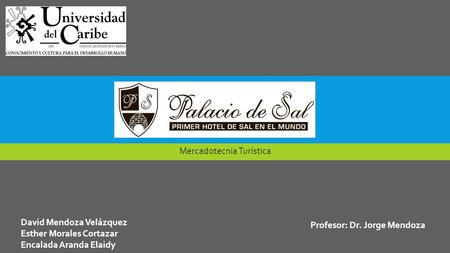 Mercadotecnia Turística David Mendoza Velázquez Esther Morales Cortazar Encalada Aranda Elaidy Profesor: Dr. Jorge Mendoza.