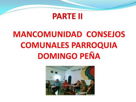 MANCOMUNIDAD CONSEJOS COMUNALES PARROQUIA DOMINGO PEÑA.