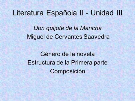 Literatura Española II - Unidad III