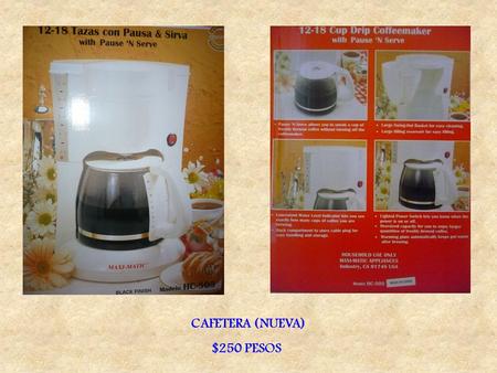 CAFETERA (NUEVA) $250 PESOS. ESTUFA IEM CON 4 QUEMADORES HORNO ENCENDIDO ELECTRICO ALTO 92 cm X 52 DE ANCHO $1,600 PESOS REFRIGERADOR EN EXCELENTES CONDICIONES.