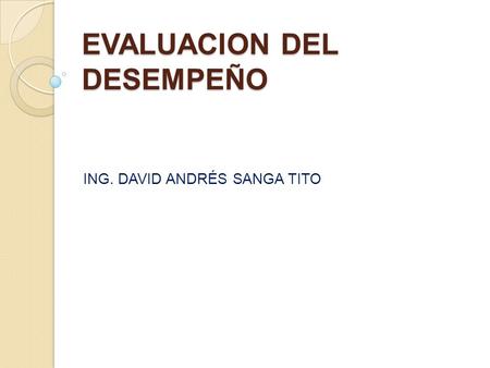 EVALUACION DEL DESEMPEÑO