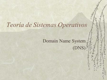 Teoría de Sistemas Operativos Domain Name System (DNS)