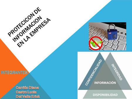 PROTECICON DE INFORMACION EN LA EMPRESA. IDENTIFICACION DE PROBLEMAS DE SEGURIDAD. DESARROLLAR UNA ESQUEMATIZACION DE LAS NECESIDADES. DIVISION DE INFORMACION.