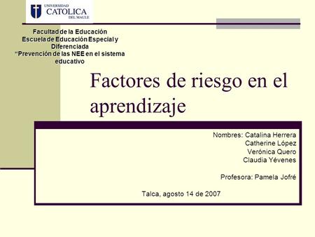 Factores de riesgo en el aprendizaje
