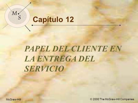 McGraw-Hill © 2000 The McGraw-Hill Companies 1 M S McGraw-Hill © 2000 The McGraw-Hill Companies Capítulo 12 PAPEL DEL CLIENTE EN LA ENTREGA DEL SERVICIO.