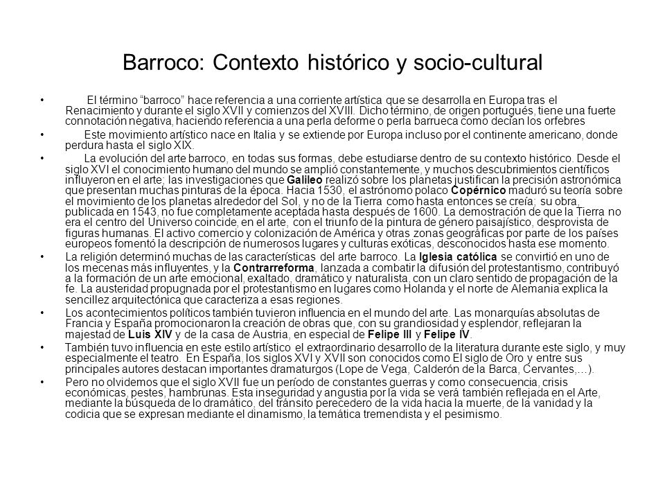 Barroco: Contexto histórico y socio-cultural - ppt descargar